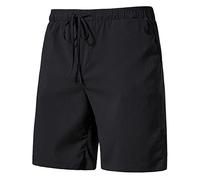 Mens Chino Shorts Casual Elastic Waist Pull On Work Shorts Cotton Elastic Waist Drawstring Relaxed Fit Summer Dress Pants with Pockets Black
