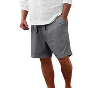 Mens Chino Shorts Elastic Waist Drawstring Short Trousers Lightweight Summer Beach Loose Fit Shorts Fitness Running Breathable Half Pants Gym Running Workout Activewear Dark Gray