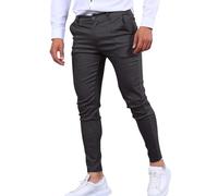 Mens Chino Trousers Athletic-Fit Flat-Front Casual Stretch Cotton Classic Essential Chino Full Pants Skinny Suit Trousers Tapered Pants Business Office Trousers Lightweight Walking Trousers Grey