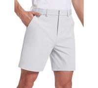 Mens Chinos Golf Shorts 7" Lightweight Dress Shorts with Pockets Stretch Quick Dry Comfy Work Short Trousers Summer Leisure Workwear Smart Casual Outdoor Half Pants White