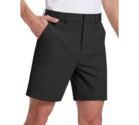 Mens Chinos Golf Shorts 7" Lightweight Dress Shorts with Pockets Stretch Quick Dry Comfy Work Short Trousers Summer Leisure Workwear Smart Casual Outdoor Half Pants Black