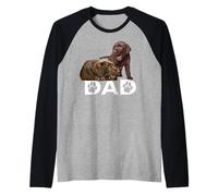 Mens Chocolate Lab Dad The Dog Father The Lab Father Labrador Dad Raglan Baseball Tee