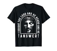 Mens Christian I Sought The Lord and He Heard Faith in God T-Shirt