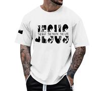 Mens Christian Jesus Lettering T-Shirt - Casual Oversized Top with Faith Message | Modern and Abstract Statement Shirt, Style_s04 White, L