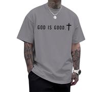 Men's Christian T-Shirts GOD is Good Cotton Tees Religious Cross Printed T-Shirt Short Sleeve Tops Oversize Vacation Clothes