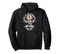 Men's Christian Workout Not By My Strength But His Jesus Gym Pullover Hoodie