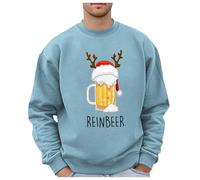 Men's Christmas Beer Glass Themed Casual Style Hoodless Sweatshirt Tall Yoga Jacket Light Blue
