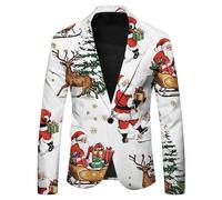 Men's Christmas Blazer - Festive Holiday Light Up X-Mas Jacket Funny Christmas Costume Slim Fit Suit Jacket Party Lapel Blazer Jacket Men Christmas Festive Leisure Jacket Mens Blazer Jacket