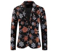 Mens Christmas Blazer Men's Suit Jacket Longsleeve Suit Slim Fit Print Suit Jacket Banquet Casual Party Blazer Christmas Men Gentleman Xmas Blazer Jackets for Men Uk Formal Festive Blazer