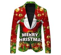 Mens Christmas Blazer Mens Suit Jacket Men's Casual One Button Blazers Lightweight Jacket Sports Coat with Pockets Fit Business Suit Christmas Jacket Men Sexy Santa Outfit Men
