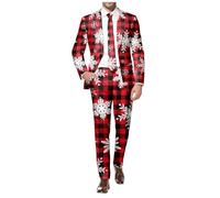 Men's Christmas Blazer Suit Jackets for Men Longsleeve Suit Slim Fit Print Suit Jacket Banquet Casual Party Blazer Christmas Men Gentleman Christmas Suit Jacket Christmas Outfits for Men