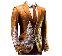 Men's Christmas Blazer, Ugly X-Mas Print Festive Jackets, Fashion Christmas Theme Party Suit for Men, Elegant Slim Fit Novelty Tuxedo Sport Coats, Lightweight Pocket Classic Jacket