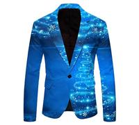 Men's Christmas Blazer Xmas Jacket Christmas Printed Suit Button Long Sleeve Jackets Dinner Blazer Men Xmas Costume Party Outfit Tuxedo Suits Christmas Party Festive Business Wedding