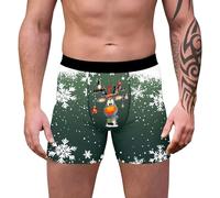 Mens Christmas Boxer Shorts- Boxer Briefs- Boxers Reindeer Snowflake Santa Claus Printed 3d Novelty Xmas Underpants Breathable Comfortable Retro Design Trunks Christmas Special Boyshort Style Soft
