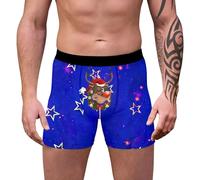 Mens Christmas Boxers, Funny Underwear for Men, 3d Novelty Xmas Underpants Breathable Comfortable Boxers Reindeer Santa Claus Printed Underwear Adult Underwear for Christmas Day