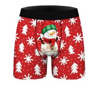 Mens Christmas Boxers Men's 3D Novelty Xmas Underpants Breathable Comfortable Boxers Reindeer Snowflake Santa Claus Printed Underwear Loose Festive Costumes Plus Size