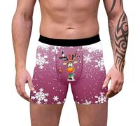 Mens Christmas Boxers, Mens Trunks Underwear, Santa Claus Boxer Briefs Underwear with Elastic Waistband Breathable Soft Trunks Funny Boxers Rude Mens Novelty Xmas Boxers Festive Costumes Plus Size
