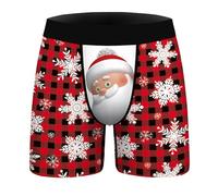 Mens Christmas Boxers UK Clearance, Men's 3D Novelty Xmas Underpants Breathable Comfortable Boxers Reindeer Snowflake Santa Claus Printed Underwear Loose Festive Costumes Plus Size