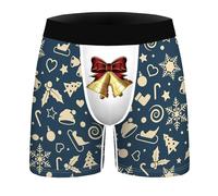 Mens Christmas Boxers UK Clearance, Men's 3D Novelty Xmas Underpants Breathable Comfortable Boxers Reindeer Snowflake Santa Claus Printed Underwear Loose Festive Costumes Plus Size