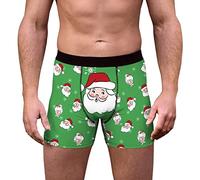 Mens Christmas Boxers UK Clearance, Men's 3D Novelty Xmas Underpants Breathable Comfortable Boxers Reindeer Snowflake Santa Claus Printed Underwear Loose Festive Costumes Plus Size