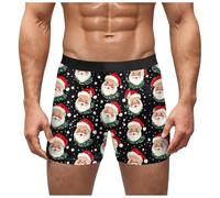 Mens Christmas Boxers UK, Men's Novelty Xmas Funny Hipsters Underpants Breathable Comfortable Boxers Shorts Snowflake Santa Printed Briefs Underwear Trunks Christmas Festive Costumes Plus Size Xmas