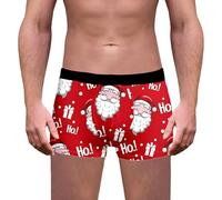 Mens Christmas Boxers Xmas Funny Christmas Print Shorts Stretch Briefs Santa Deer Socks Pattern Underwear Trunks Underwear Breathable Trunks Briefs (Watermelon Red-f, L)