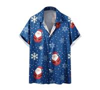 Men's Christmas Button Up Short Sleeve Shirt - Xmas Tree Hawaiian Costume Top for Party and Vacation - Breathable Lightweight Novelty Shirt