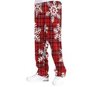 Mens Christmas Casual Trousers with Festive Motifs such as Snowman Christmas Tree for Cosy Winter Days, Wine Red, L