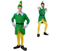 Men's Christmas Elf Costume Deluxe Santa Suit Adult Costumes Holiday Halloween Cosplay Set 6 Pieces Coat Hat Trousers Belt, a, xxl