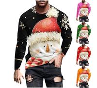 Men's Christmas Funny Pullover, Novelty 3D Graphic Sweatshirt Xmas Snowman Jumper Long Sleeve Blouse Crewneck Shirt Ugly Christmas Jumper Soft Comfortable Sweatshirt Baggy T-Shirt Green