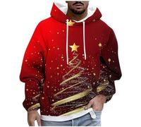 Mens Christmas Hooded Pullover Sale Clearance Xmas Snowflakes Sweatshirt Long Sleeve Hoody Jumper Sweater Funny 3D Printed Hoodies Fleece Lined Tops Warm Sportswear Christmas Costume with Pocket