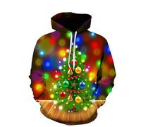 Men's Christmas Hoodie Jumper Xmas Novelty Christmas Tree Led Lights Flashing Pattern Jumper Festive Novelty Top Sweatshirt(B, XXXXXXL)