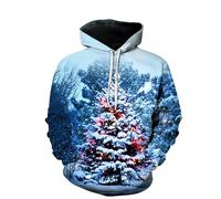Men's Christmas Hoodie Jumper Xmas Novelty Christmas Tree Led Lights Flashing Pattern Jumper Festive Novelty Top Sweatshirt(D, XXXXXXL)