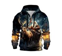 Mens Christmas Hoodies Xmas Santa Claus Graphic Zip Up Cargo Jumpers Tactical Sweatshirts Long Sleeve Pullover Holiday Presents Gifts 2025, Sky Blue, 3XL