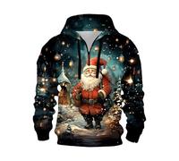 Mens Christmas Hoodies Xmas Santa Claus Graphic Zip Up Cargo Jumpers Tactical Sweatshirts Long Sleeve Pullover Holiday Presents Gifts 2025, Za1-Red, 3XL