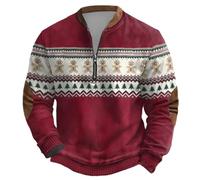Men's Christmas Jumper 3D Ugly Xmas Pullover Comfortable Long Sleeve Holiday Crewneck Sweatshirt Novelty Merry Christmas Sweater for Adults Lightweight Business Work Jumper Hipster (Brick Red,L)