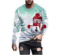 Men's Christmas Jumper Clearance Xmas Snowman Sweatshirt Snowflakes Novelty Pullover Long Sleeve T-Shirt Crew Neck Sweatshirts Animal Xmas Jumpers Christmas Tree Jumper Lightweight Cotton Tops