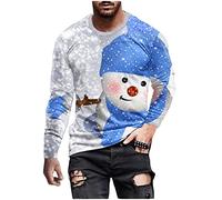 Men's Christmas Jumper Clearance Xmas Snowman Sweatshirt Snowflakes Novelty Pullover Long Sleeve T-Shirt Crew Neck Sweatshirts Animal Xmas Jumpers Christmas Tree Jumper Lightweight Cotton Tops