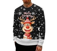 Men's Christmas Jumper | Festive Print Pullover | Sizes S-XXXXL | Sky Blue Navy Black Grey Red Green Casual Comfort Fit Easy Movement All Day Wear