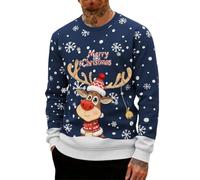 Men's Christmas Jumper | Festive Print Pullover | Sizes S-XXXXL | Sky Blue Navy Black Grey Red Green Casual Comfort Fit Easy Movement All Day Wear