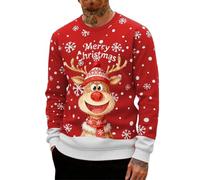 Men's Christmas Jumper | Festive Print Pullover | Sizes S-XXXXL | Sky Blue Navy Black Grey Red Green Casual Comfort Fit Easy Movement All Day Wear