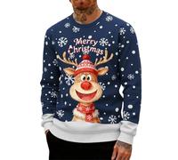 Men's Christmas Jumper | Festive Print Pullover | Sizes S-XXXXL | Sky Blue Navy Black Grey Red Green Casual Comfort Fit Easy Movement All Day Wear