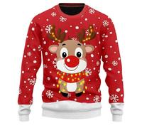Men's Christmas Jumper Funny Thermal Elegant Sweaters Slim Fit Casual Soft Lightweight Knit Round Neck Long Sleeve Sweater Pattern for Christmas Party Celebration, red, XXL