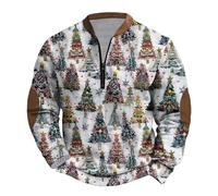 Men's Christmas Jumper Funny Ugly Sweatshirt Xmas Tree Pullover Santa Claus Snowman Sweater Cute Graphic Blouse Zip up Shirt Long Sleeve T-Shirt Crewneck Activewear Novelty Clothes Holiday Party Tops