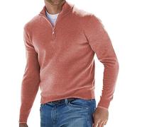 men's christmas jumper,Men's 1/4 Zip Pullover UK, Casual Jumper Long Sleeve Top Stand Collar Sweater Plain Pullover Sports Work Sweatshirts Quarter Zip Sweater Lightweight Jumpers,Pink,M