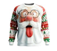 Men's Christmas Jumper Novelty Fair Isle Sweater Chunky Knit Xmas Jumpers for Women Men Unisex Pullover Long Sleeve Hoody Casual Tops with Pockets Elf Costume Boys (Z16 White,L)
