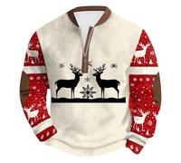 Men's Christmas Jumper Printed Christmas Reindeer Sweatshirt Men's Hooded 1/2 Zip Sweatshirts Oversized Autumn Winter Warm Sweatshirt Long Sleeve Sweatshirt Sports Casual Streetwear, 01-black, XL