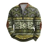 Men's Christmas Jumper Santa Claus Funny Printed Long Sleeve 1/4 Zip Cotton Jumpers Casual Knitted Pullovers Sweater Top Novelty Funny Xmas Elf Jumper Sweaters Elf Costume (Green,L)