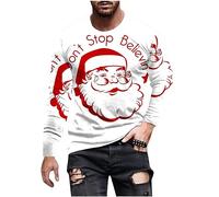 Mens Christmas Jumper UK Clearance Funny Xmas Sweatshirts Snowflakes Santa Claus Jumpers Plaid Print Blouse Long Sleeve T-Shirt Fall Winter Warm Pullover Party Jumper Gifts for Him Plus Size