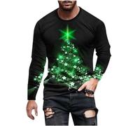 Mens Christmas Jumper UK Clearance Xmas Sweatshirt Novelty Pullover Christmas Tree Jumpers Long Sleeve Shirts Casual Crew Neck Tops 3D Printed T-Shirt Lightweight Cotton Slim Fit Pullover S-5XL